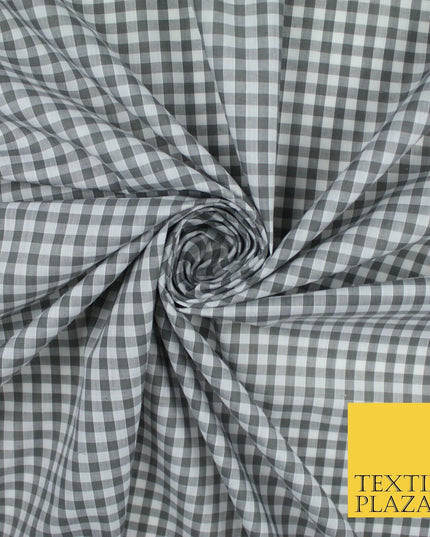 15 COLOURS - Medium 1/4" Gingham Square Check Polycotton Fabric Dress Craft 44"