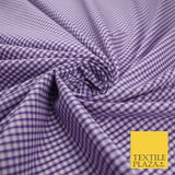 15 COLOURS - Small 1/8" Mini Gingham Square Check Polycotton Fabric Dress Craft
