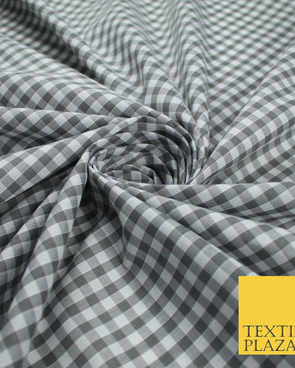 15 COLOURS - Medium 1/4" Gingham Square Check Polycotton Fabric Dress Craft 44"