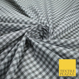 15 COLOURS - Medium 1/4" Gingham Square Check Polycotton Fabric Dress Craft 44"