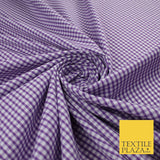 15 COLOURS - Small 1/8" Mini Gingham Square Check Polycotton Fabric Dress Craft