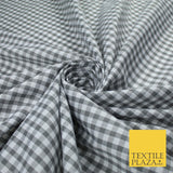 15 COLOURS - Medium 1/4" Gingham Square Check Polycotton Fabric Dress Craft 44"