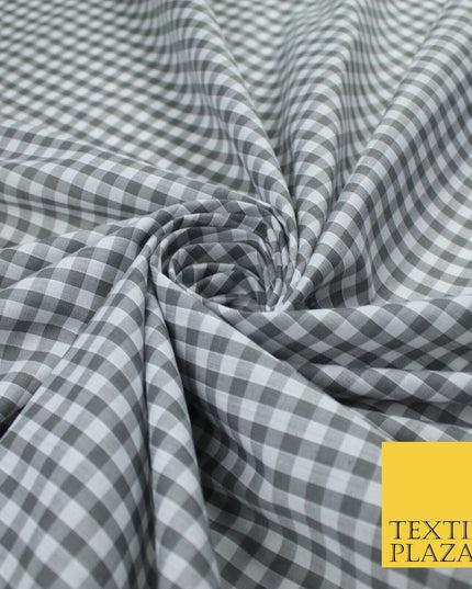 15 COLOURS - Medium 1/4" Gingham Square Check Polycotton Fabric Dress Craft 44"