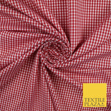 15 COLOURS - Small 1/8" Mini Gingham Square Check Polycotton Fabric Dress Craft