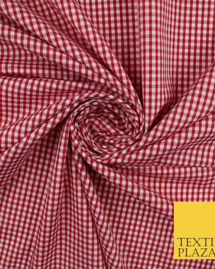 15 COLOURS - Small 1/8" Mini Gingham Square Check Polycotton Fabric Dress Craft