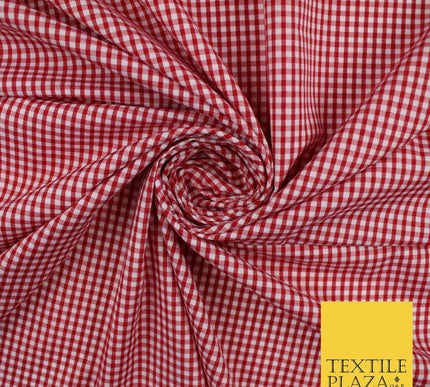 15 COLOURS - Small 1/8" Mini Gingham Square Check Polycotton Fabric Dress Craft