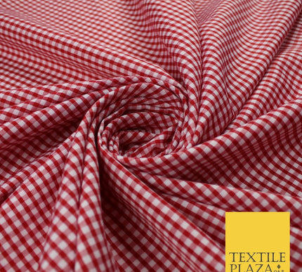 15 COLOURS - Small 1/8" Mini Gingham Square Check Polycotton Fabric Dress Craft