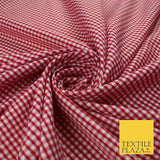 15 COLOURS - Small 1/8" Mini Gingham Square Check Polycotton Fabric Dress Craft