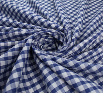 15 COLOURS - Medium 1/4" Gingham Square Check Polycotton Fabric Dress Craft 44"