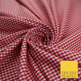 15 COLOURS - Small 1/8" Mini Gingham Square Check Polycotton Fabric Dress Craft
