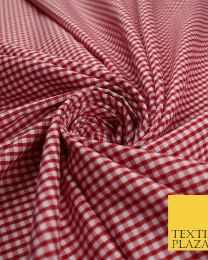 15 COLOURS - Small 1/8" Mini Gingham Square Check Polycotton Fabric Dress Craft