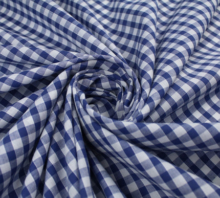 15 COLOURS - Medium 1/4" Gingham Square Check Polycotton Fabric Dress Craft 44"