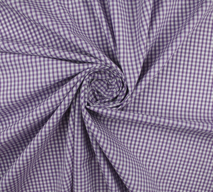 15 COLOURS - Small 1/8" Mini Gingham Square Check Polycotton Fabric Dress Craft