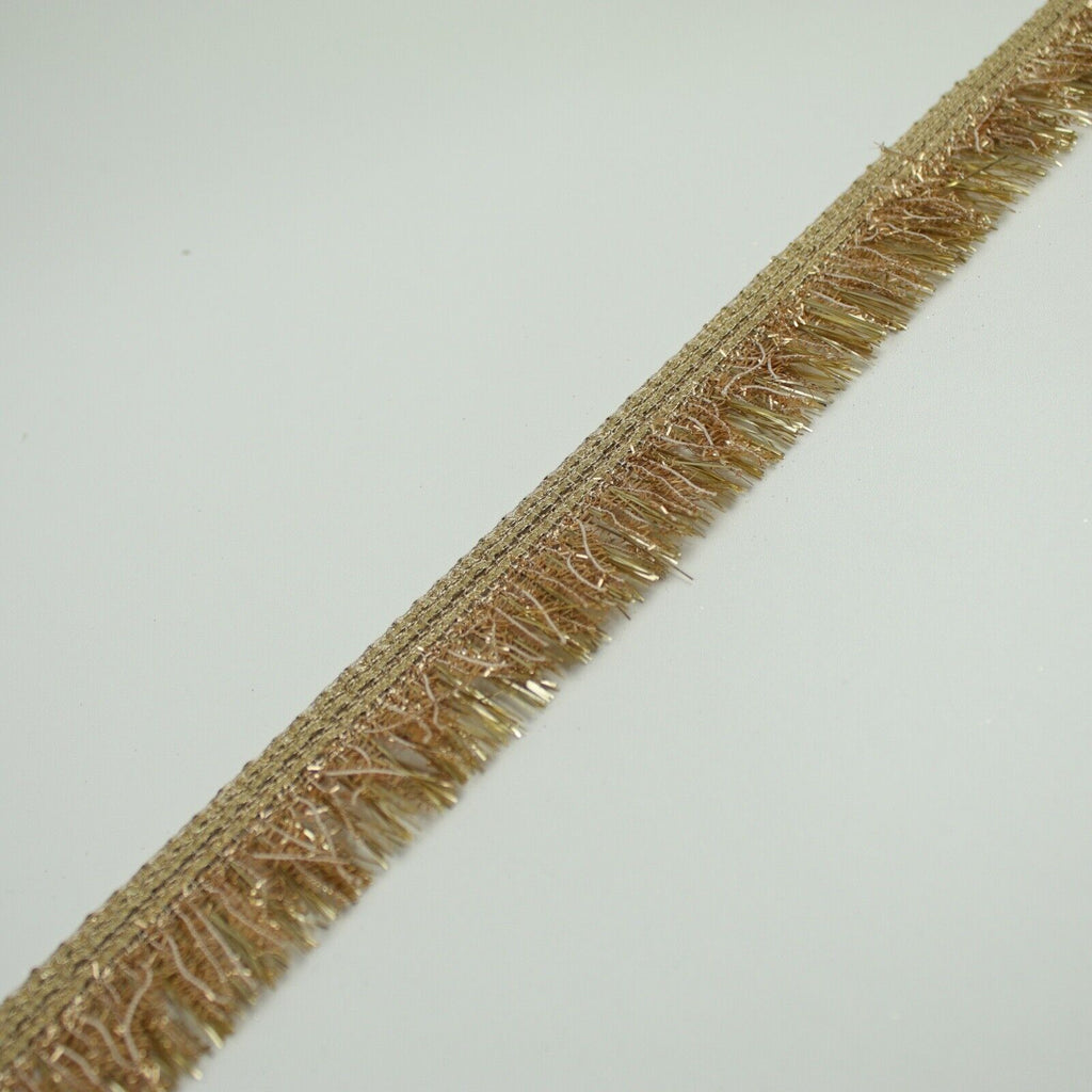 Gold Metallic Fuzzy Weave Fringe Trim Border Ribbon Lace 3cm Wide X731