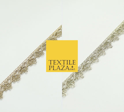 GOLD Slim Metallic Thread Scalloped Trim Border Ribbon Lace 1.5cm Wide