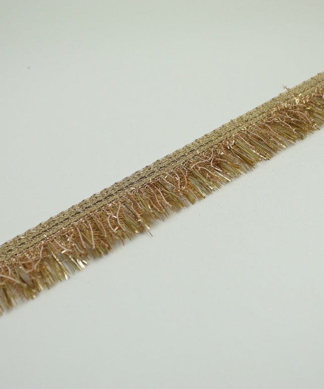 Gold Metallic Fuzzy Weave Fringe Trim Border Ribbon Lace 3cm Wide X731