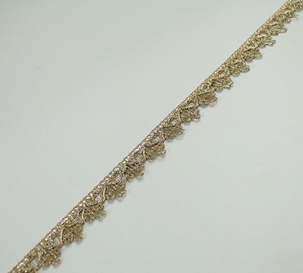 GOLD Slim Metallic Thread Scalloped Trim Border Ribbon Lace 1.5cm Wide