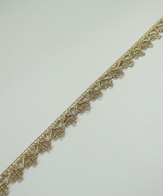 GOLD Slim Metallic Thread Scalloped Trim Border Ribbon Lace 1.5cm Wide