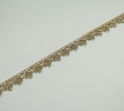GOLD Slim Metallic Thread Scalloped Trim Border Ribbon Lace 1.5cm Wide