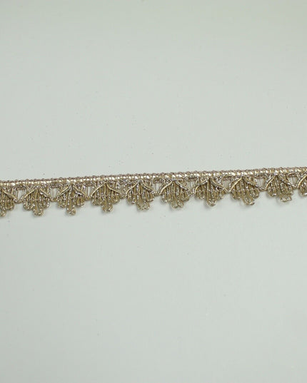 GOLD Slim Metallic Thread Scalloped Trim Border Ribbon Lace 1.5cm Wide
