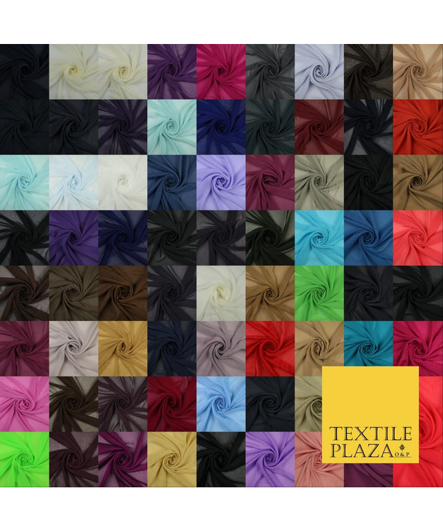 70 COLOURS Plain Dyed Chiffon Fine Soft Georgette Sheer Dress Fabric 57" Wide