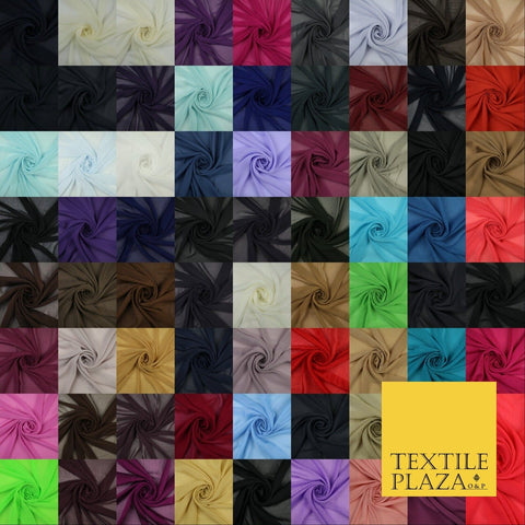 70 COLOURS Plain Dyed Chiffon Fine Soft Georgette Sheer Dress Fabric 57" Wide