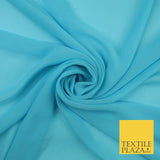 70 COLOURS Plain Dyed Chiffon Fine Soft Georgette Sheer Dress Fabric 57" Wide