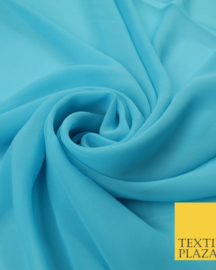 70 COLOURS Plain Dyed Chiffon Fine Soft Georgette Sheer Dress Fabric 57" Wide