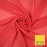 70 COLOURS Plain Dyed Chiffon Fine Soft Georgette Sheer Dress Fabric 57" Wide