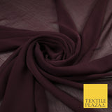 70 COLOURS Plain Dyed Chiffon Fine Soft Georgette Sheer Dress Fabric 57" Wide