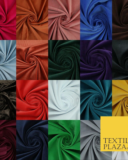20 COLOURS- Plain 100% COTTON VELVET Fabric Non Stretch Material Dress Craft 45"
