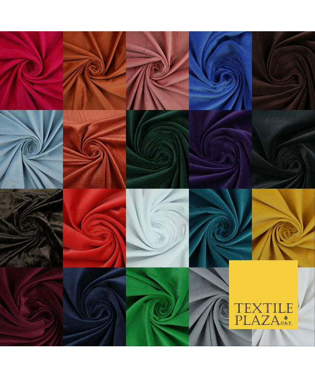 20 COLOURS- Plain 100% COTTON VELVET Fabric Non Stretch Material Dress Craft 45"
