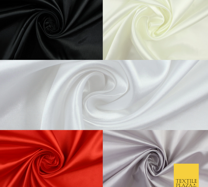 BUDGET Plain Smooth Shiny Lightweight Poly Satin Fabric Dress Lining Decor 42"