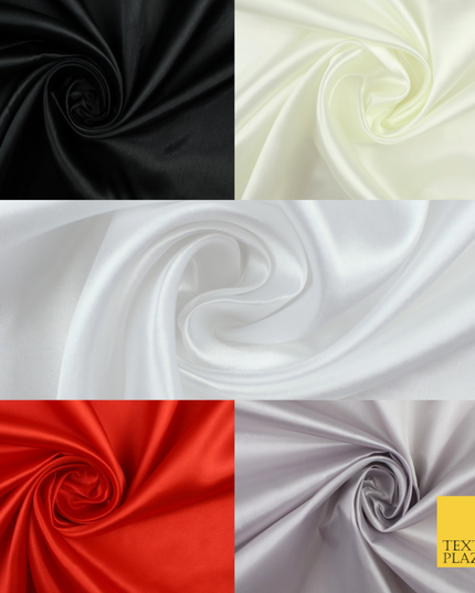 BUDGET Plain Smooth Shiny Lightweight Poly Satin Fabric Dress Lining Decor 42"
