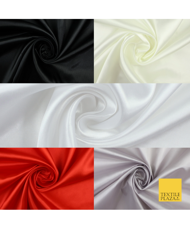 BUDGET Plain Smooth Shiny Lightweight Poly Satin Fabric Dress Lining Decor 42"