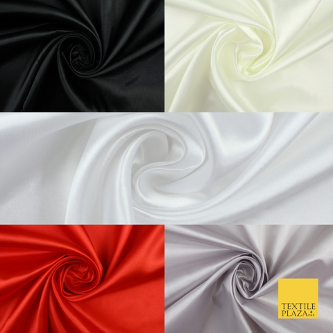 BUDGET Plain Smooth Shiny Lightweight Poly Satin Fabric Dress Lining Decor 42"