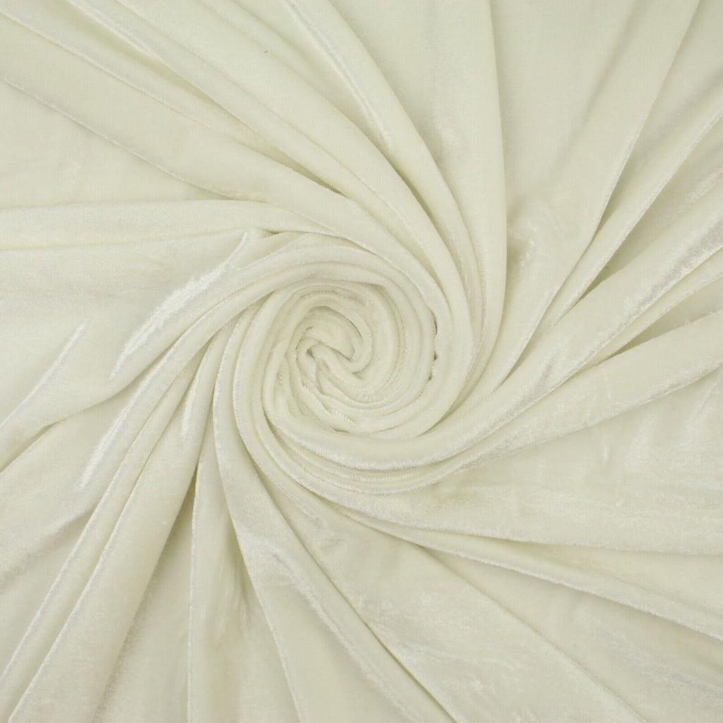 IVORY CREAM Soft Velvet Velour Fabric Stretch Material 58" WIDE 9770