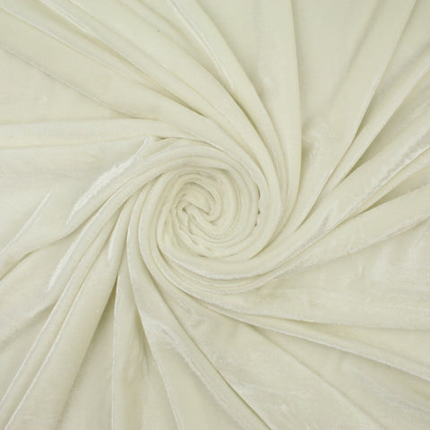 IVORY CREAM Soft Velvet Velour Fabric Stretch Material 58" WIDE 9770