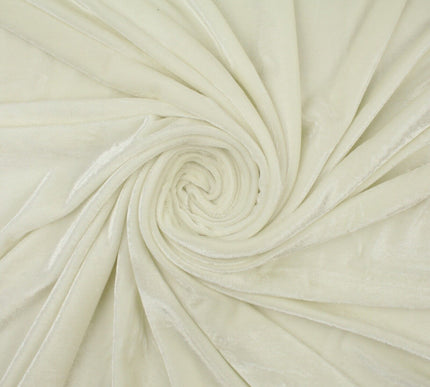 IVORY CREAM Soft Velvet Velour Fabric Stretch Material 58" WIDE 9770