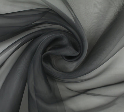 3M WIDE DARK GREY Plain ORGANZA Sheer Fabric Voile Draping Dress Wedding - 9772