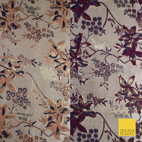 Luxury Gold Floral Ornate Vine Textured Brocade Dress Fabric Metallic 59" Wide