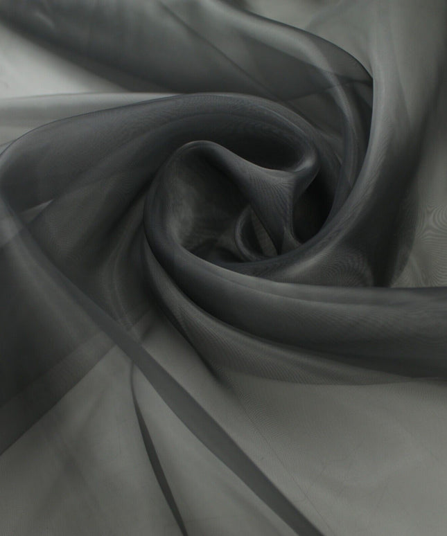 3M WIDE DARK GREY Plain ORGANZA Sheer Fabric Voile Draping Dress Wedding - 9772