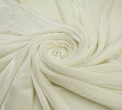 IVORY CREAM Soft Velvet Velour Fabric Stretch Material 58" WIDE 9770