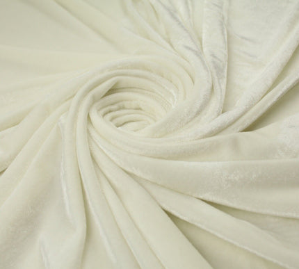 IVORY CREAM Soft Velvet Velour Fabric Stretch Material 58" WIDE 9770