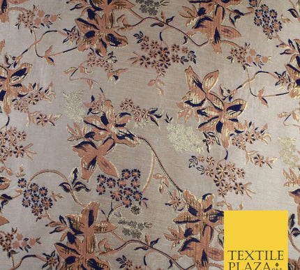 Luxury Gold Floral Ornate Vine Textured Brocade Dress Fabric Metallic 59" Wide