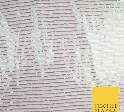 3 COLOURS - Sequin Stripe Pearl Shiny Stretch Mesh Net Tulle Dress Fabric 48"