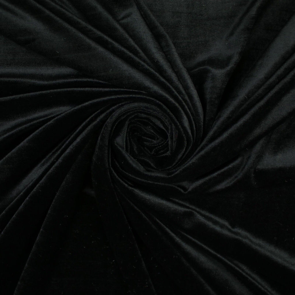 BLACK Soft Velvet Velour Fabric Stretch Material 71" SUPER WIDE 9766