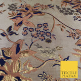 Luxury Gold Floral Ornate Vine Textured Brocade Dress Fabric Metallic 59" Wide