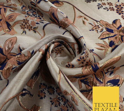 Luxury Gold Floral Ornate Vine Textured Brocade Dress Fabric Metallic 59" Wide