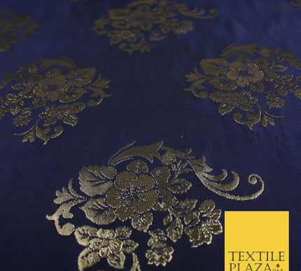 3 COLOURS - Antique Gold Floral Textured Metallic Fancy Brocade Jacquard Fabric